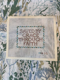 Needlepoint Canvas | Ephesians 2 Saved by Grace (approx 4x6 inch) 14 mesh