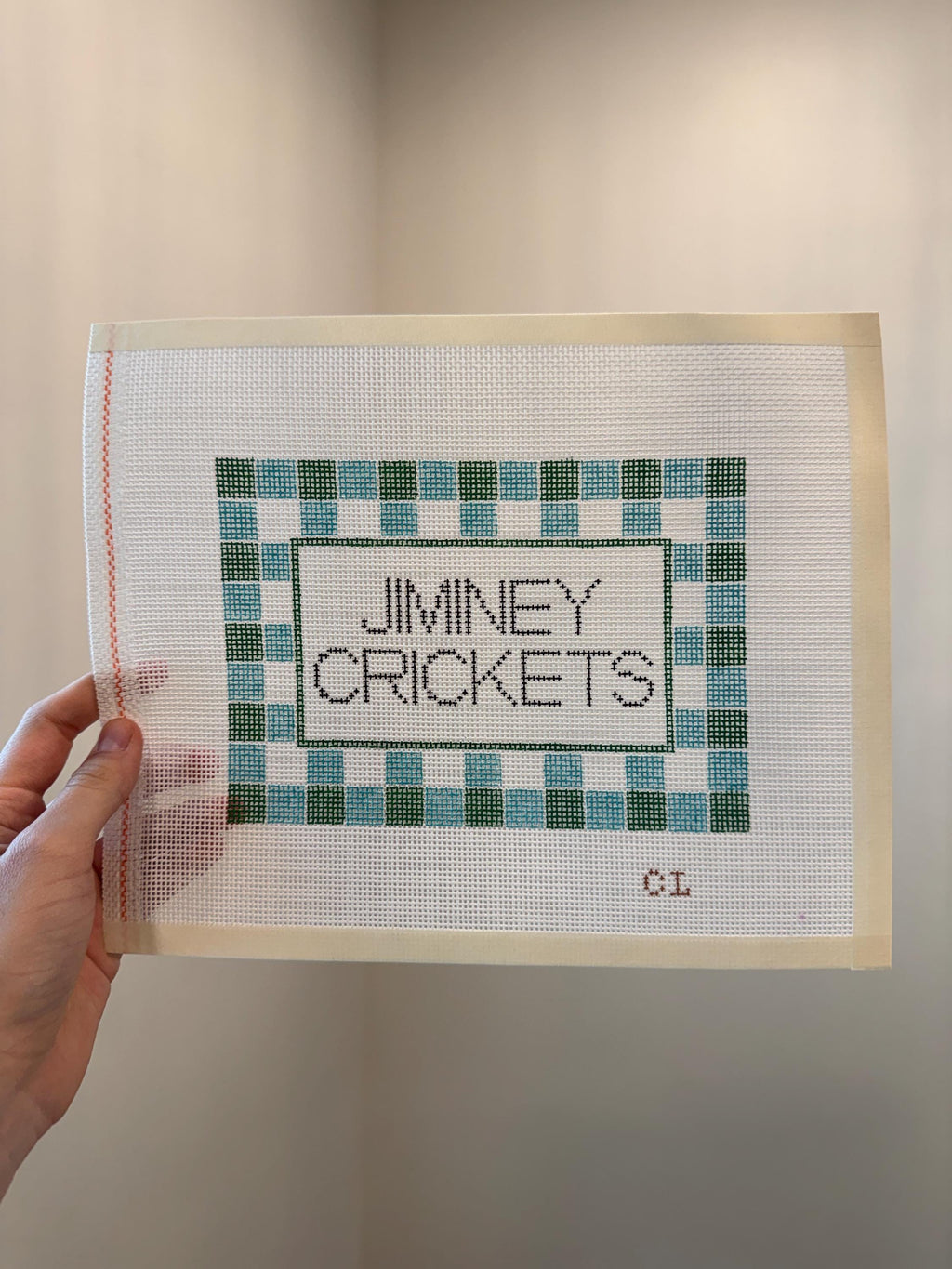 Needlepoint Canvas | Jiminey Crickets (approx 5x7) 14 mesh | Southern Sayings Ndlpt