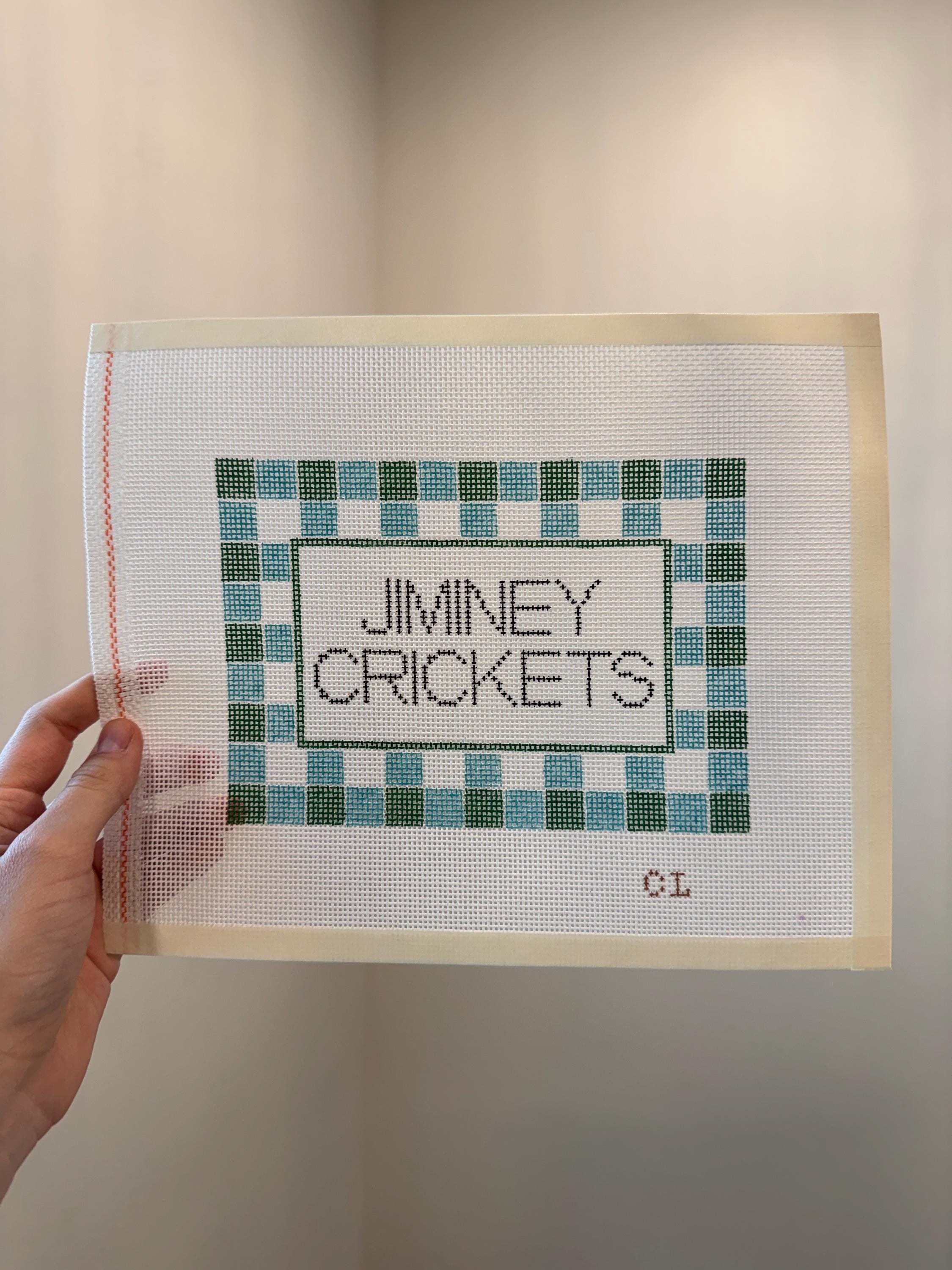 Needlepoint Canvas | Jiminey Crickets (approx 5x7) 14 mesh | Southern Sayings Ndlpt