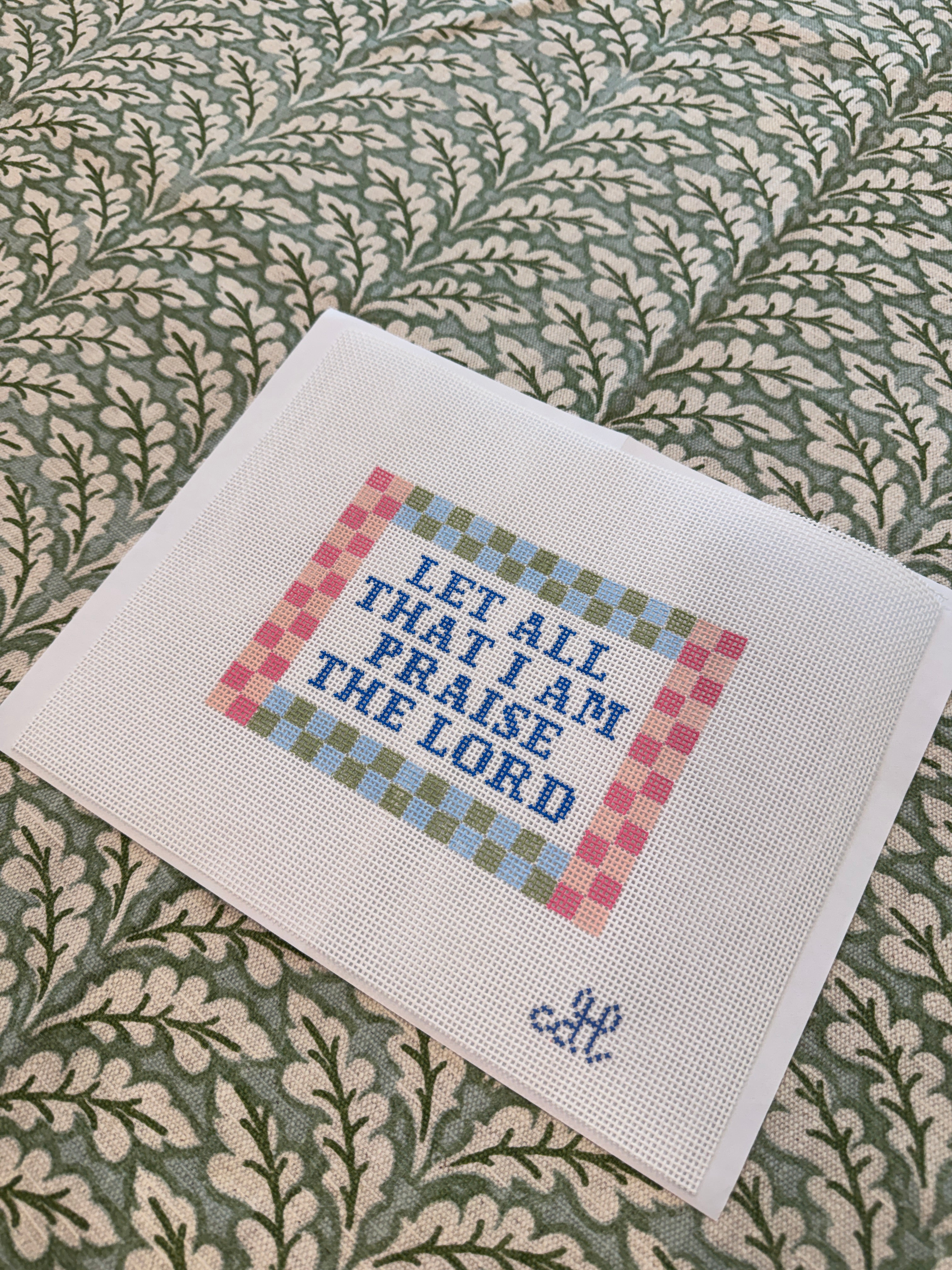 Needlepoint Canvas | Psalm 103 Praise the Lord (4x6 inch) | Hand-Painted | 14 mesh
