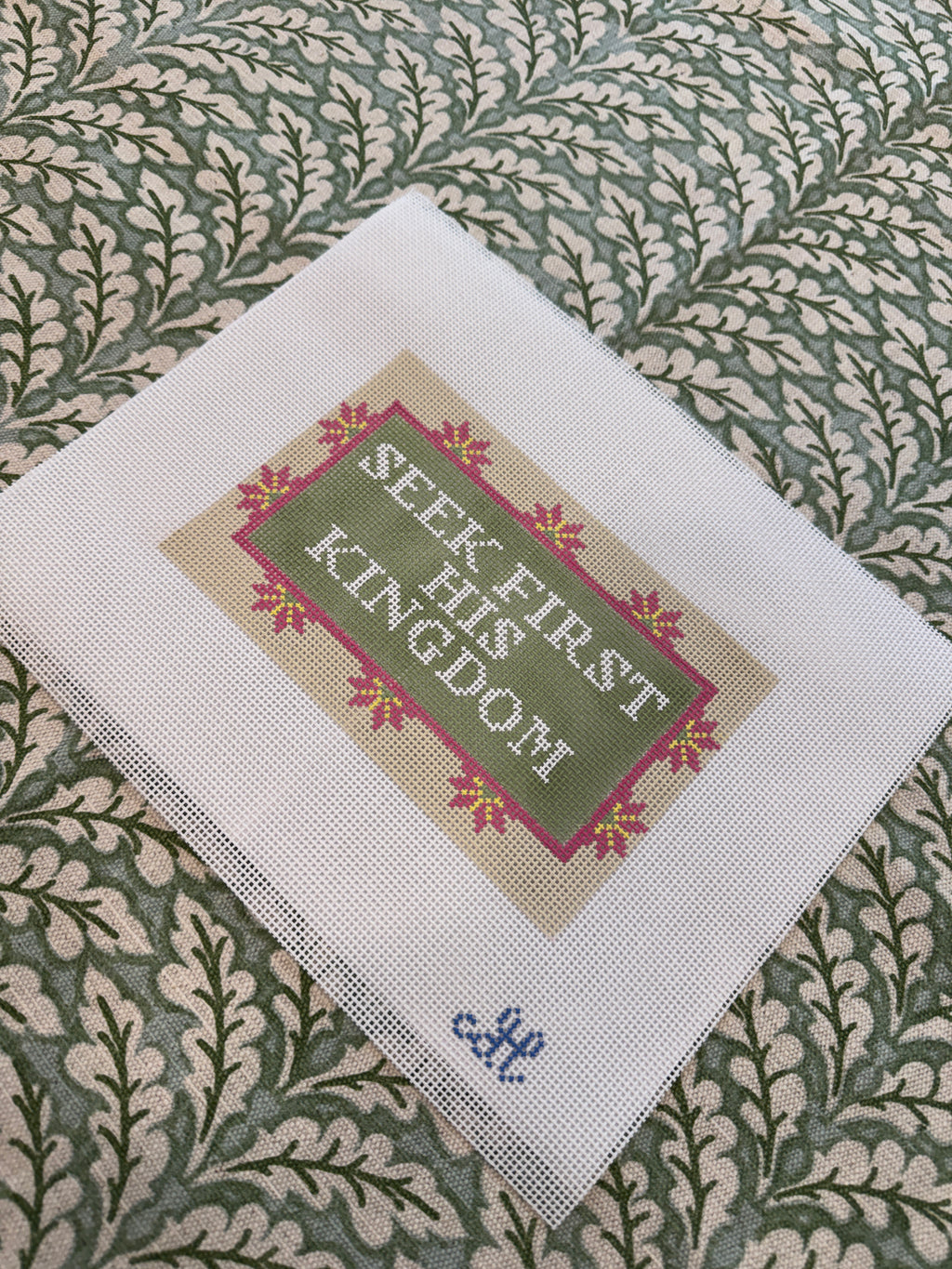 Needlepoint Canvas | Seek First His Kingdom (5x7 inch) | 14 mesh