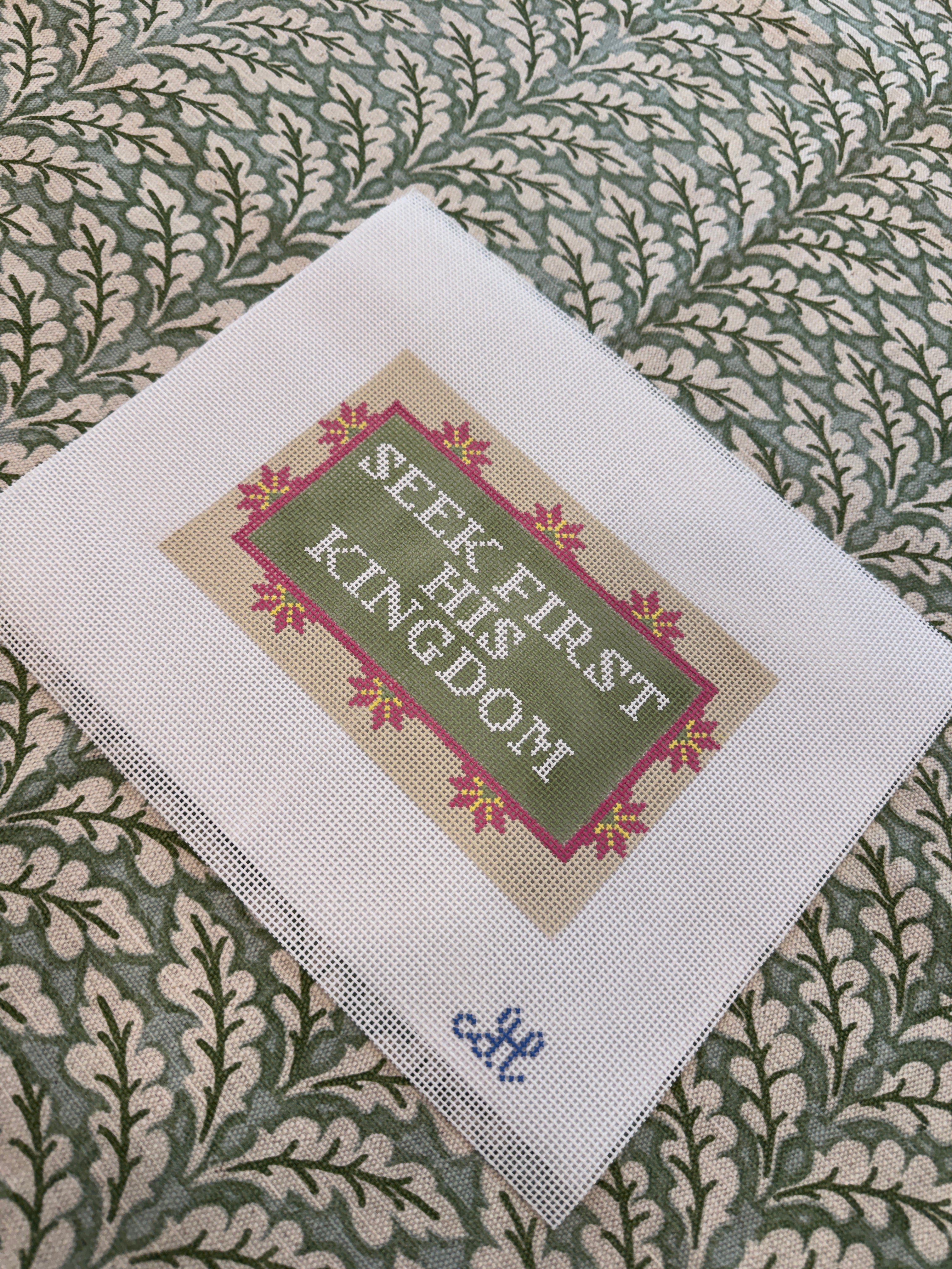 Needlepoint Canvas | Seek First His Kingdom (5x7 inch) | 14 mesh