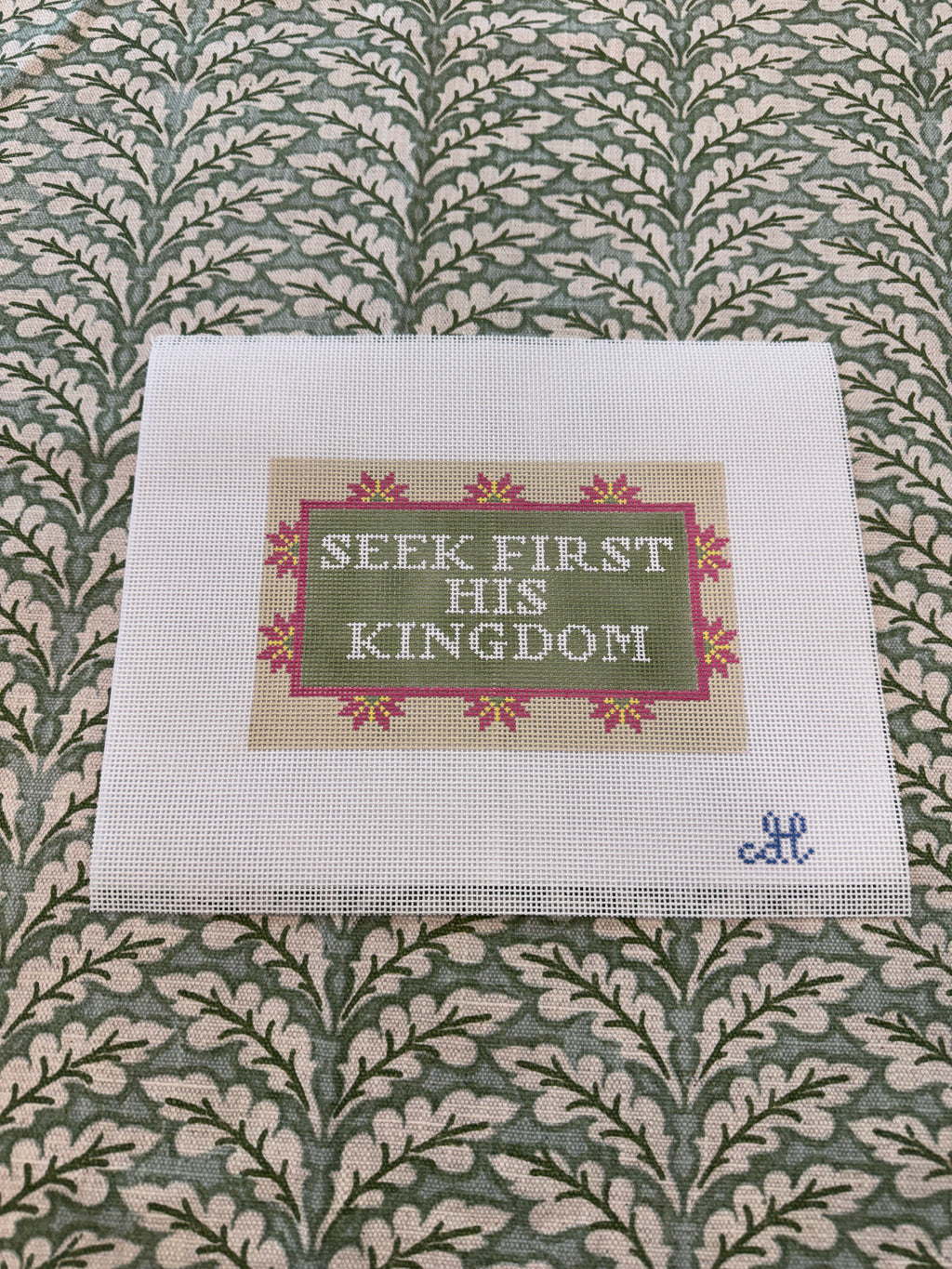 Needlepoint Canvas | Seek First His Kingdom (5x7 inch) | 14 mesh