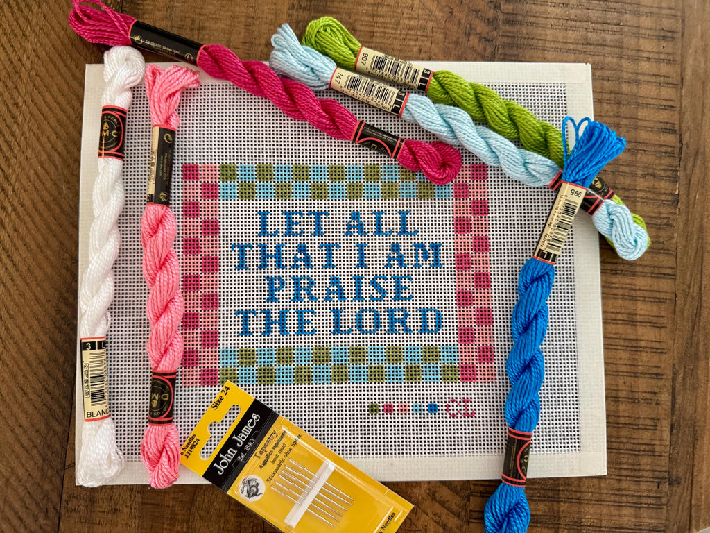 Needlepoint Canvas | Psalm 103 Praise the Lord (4x6 inch) | Hand-Painted | 14 mesh